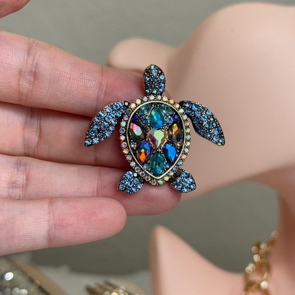 ⚜️💎 Turtle Elegant Blue Crystal Turtle Brooch 🐢 ❤️🔥💫 - Picture 7 of 9